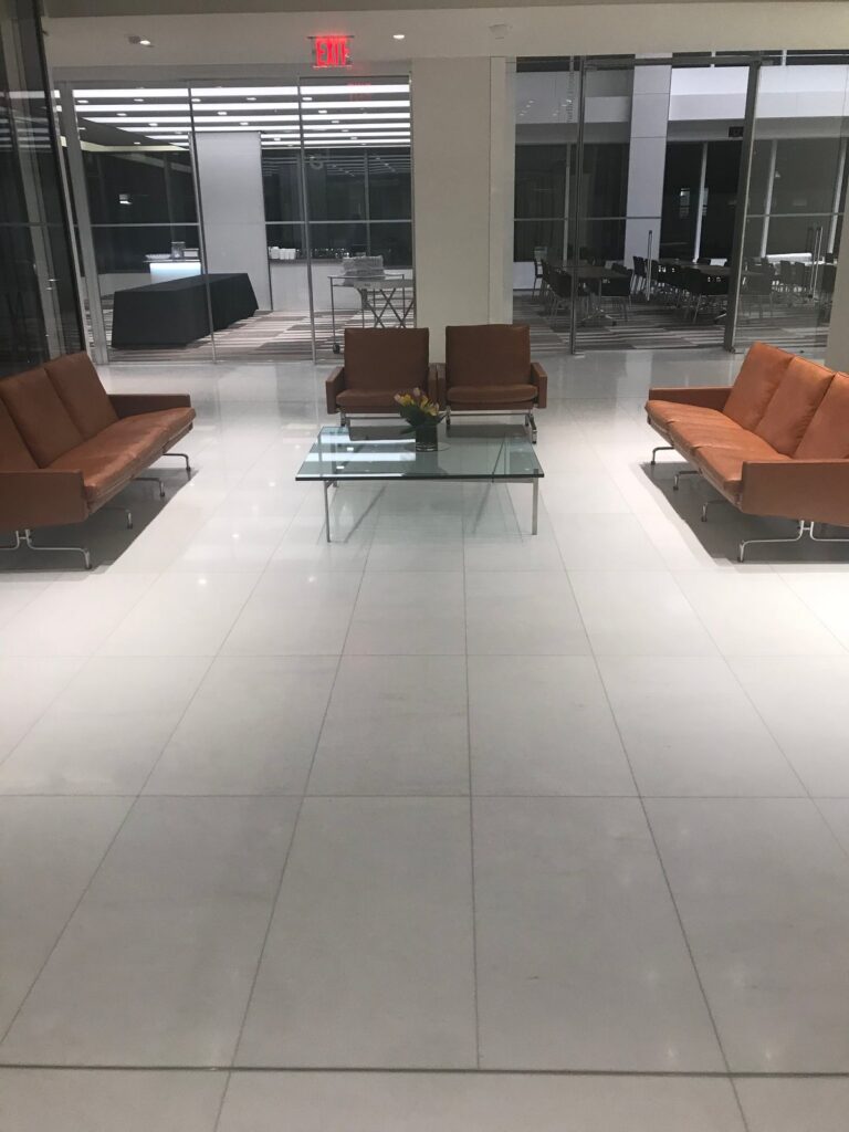 Polished tile lobby floor, Rose Restoration project