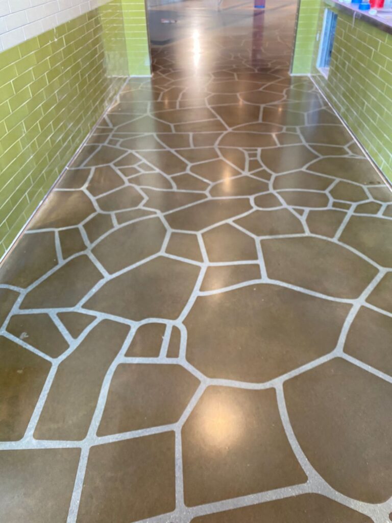Stone floor with mosaic pattern, Rose Restoration project