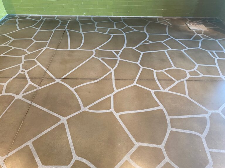 Stone floor with mosaic pattern, Rose Restoration project
