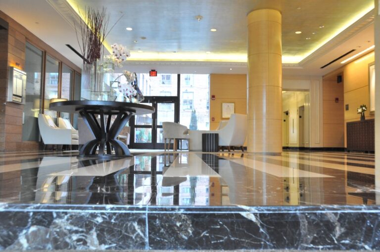 Polished marble lobby floor, Rose Restoration project