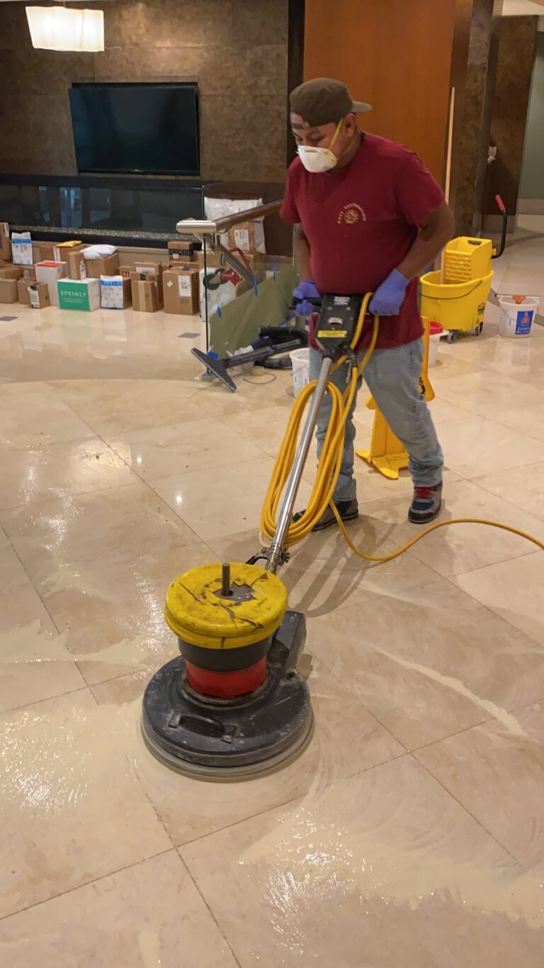 Polished stone floor, Rose Restoration project