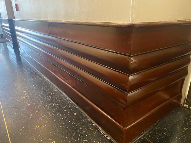 Polished wooden wainscoting base, Rose Restoration project
