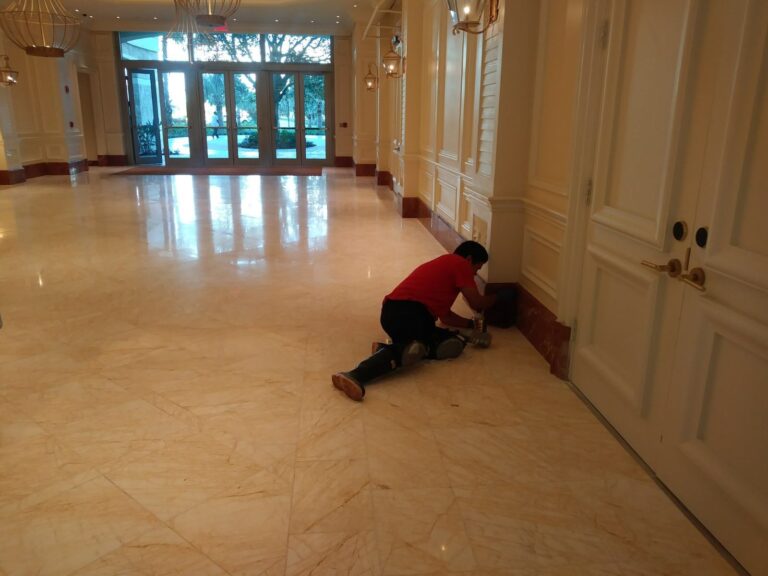 Polished stone floor, Rose Restoration project