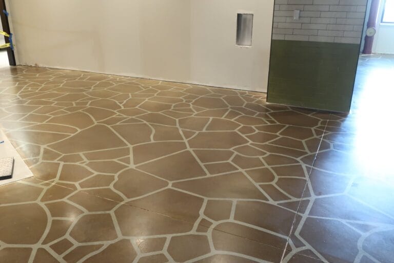 Stone floor with geometric pattern, Rose Restoration project