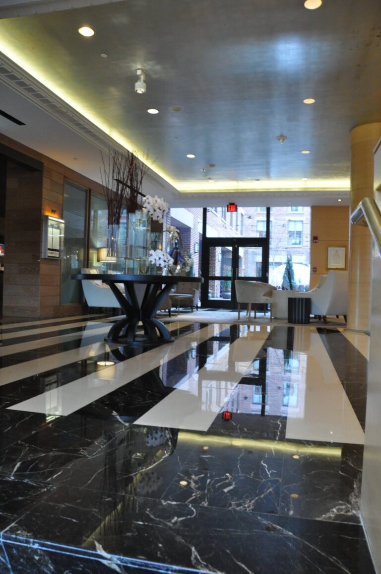 Polished black marble floor, Rose Restoration project