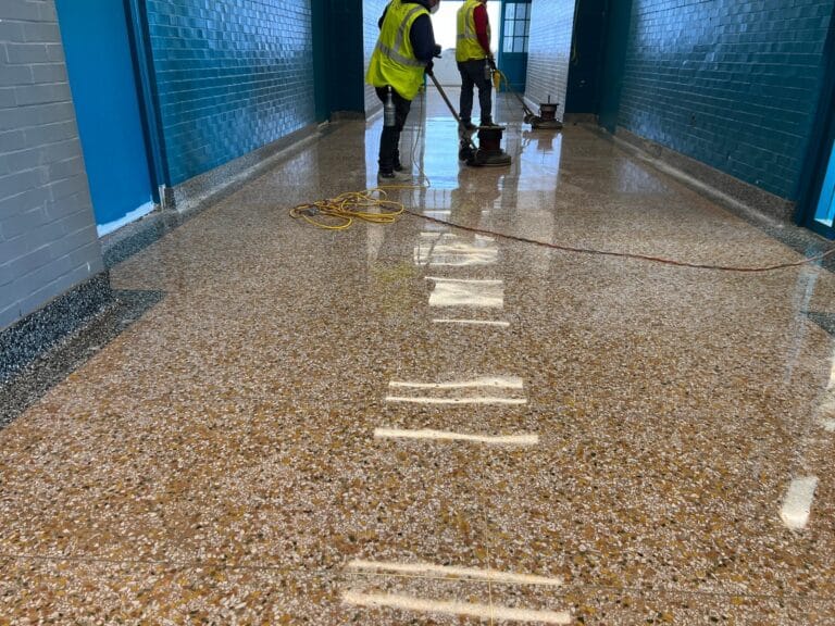 Polished terrazzo floor, Rose Restoration project