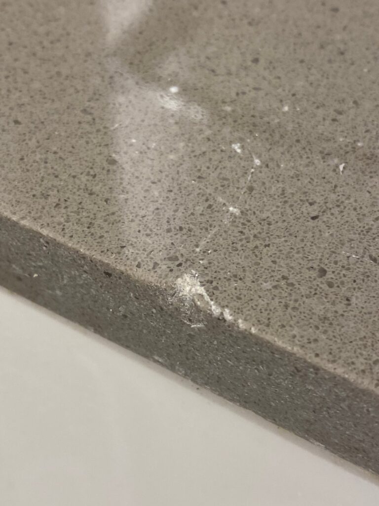 Stone countertop with minor chips, Rose Restoration project