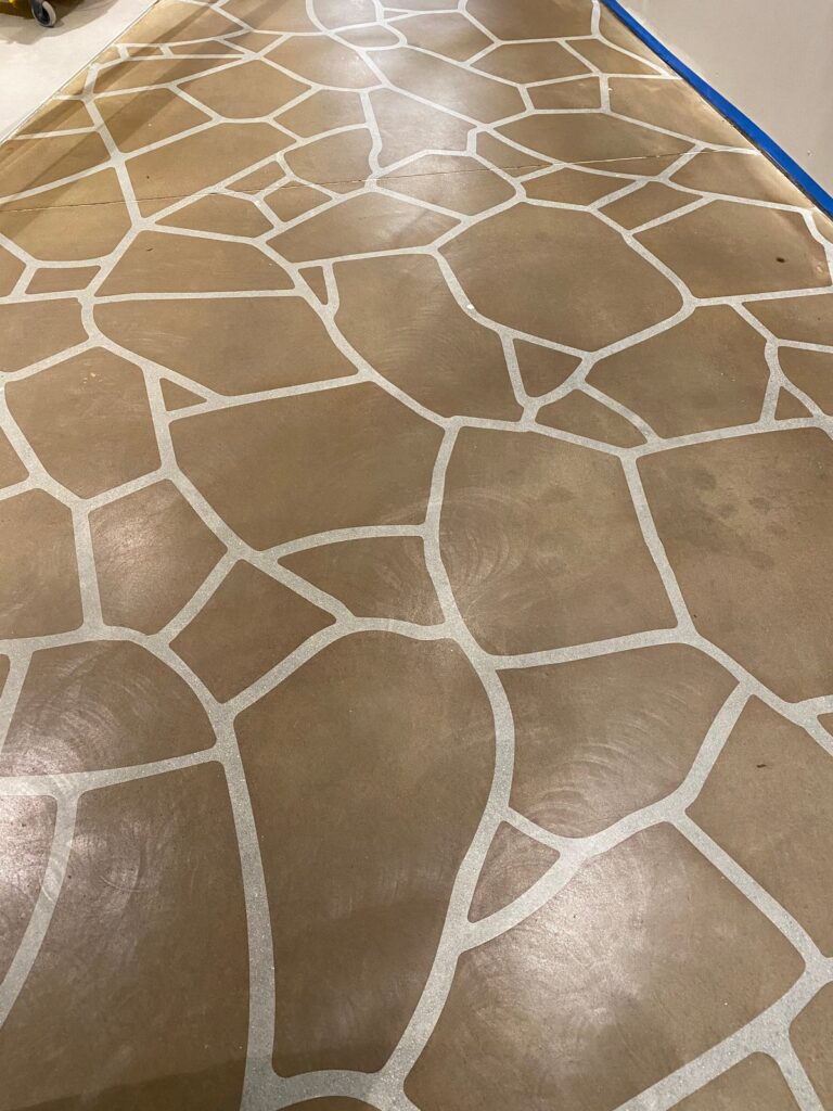Stone floor with white veining pattern, Rose Restoration project