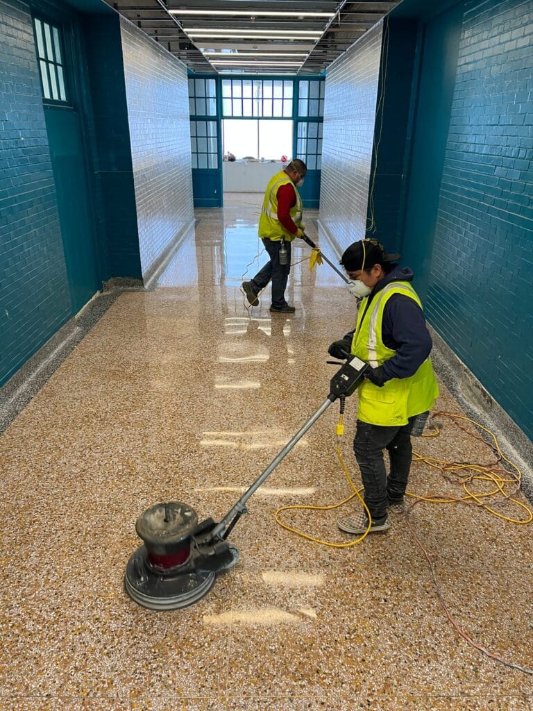 Polished terrazzo floor, Rose Restoration project