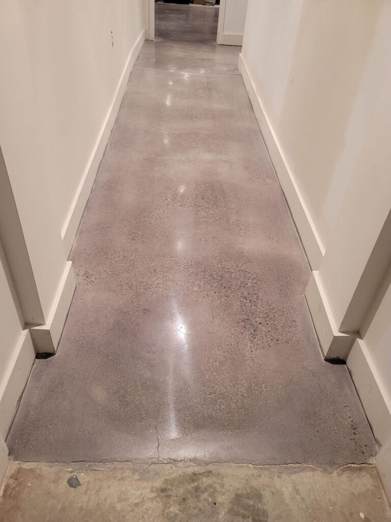 Polished concrete hallway floor, Rose Restoration project