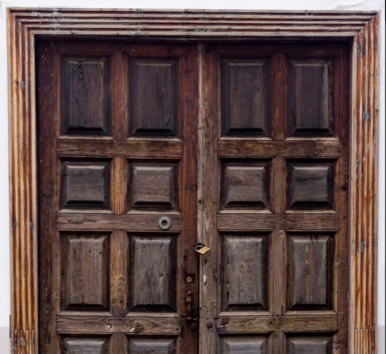 Restored wooden double doors, Rose Restoration project