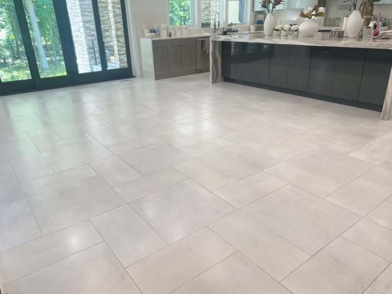 Stone floor with herringbone pattern, Rose Restoration project