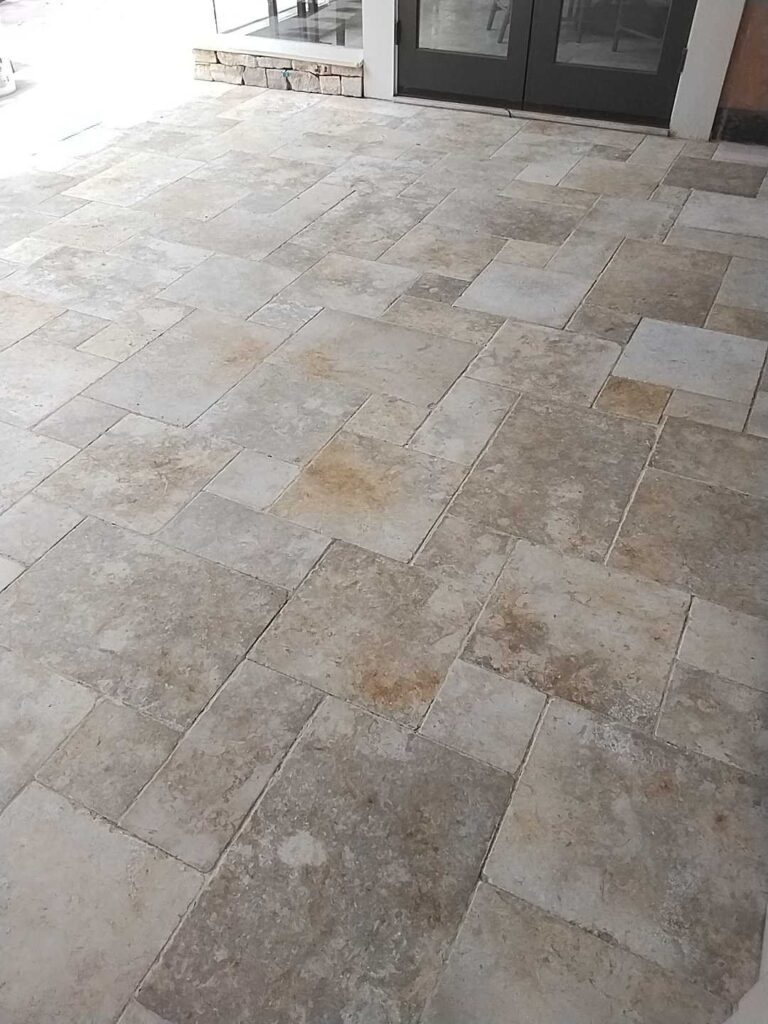 Stone patio with varied tones, Rose Restoration project