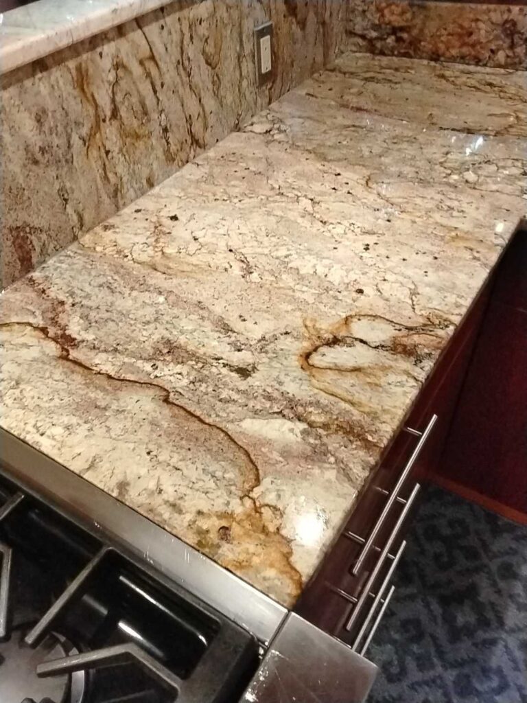 Polished granite countertop, Rose Restoration project