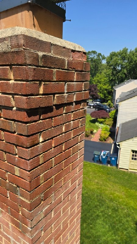 After: the same exterior brick chimney in Annandale, VA after Rose Restoration's work