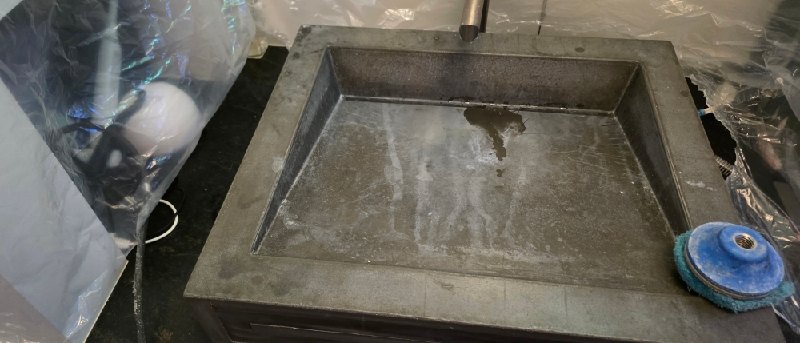 Before: concrete sink in Washington, DC, photographed by Rose Restoration before the work