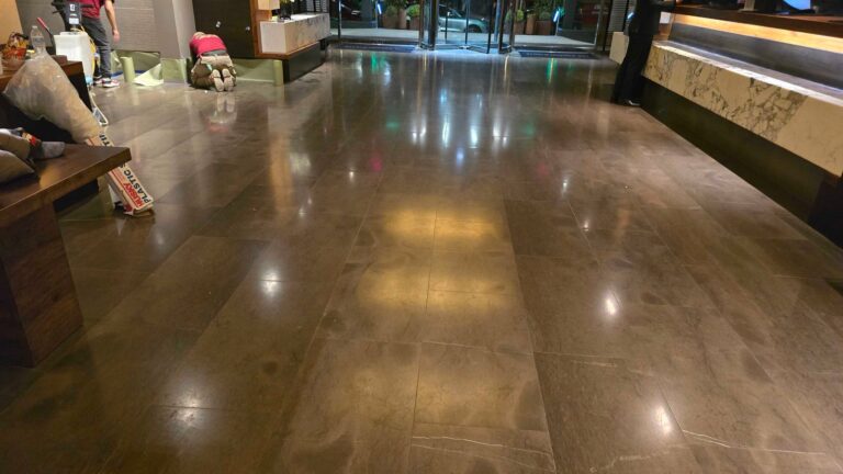 Polished stone floor, Rose Restoration project