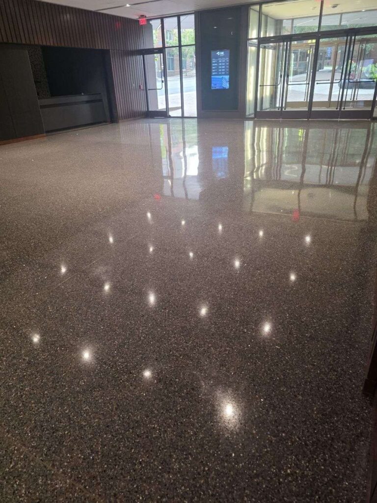 Polished terrazzo floor, Rose Restoration project