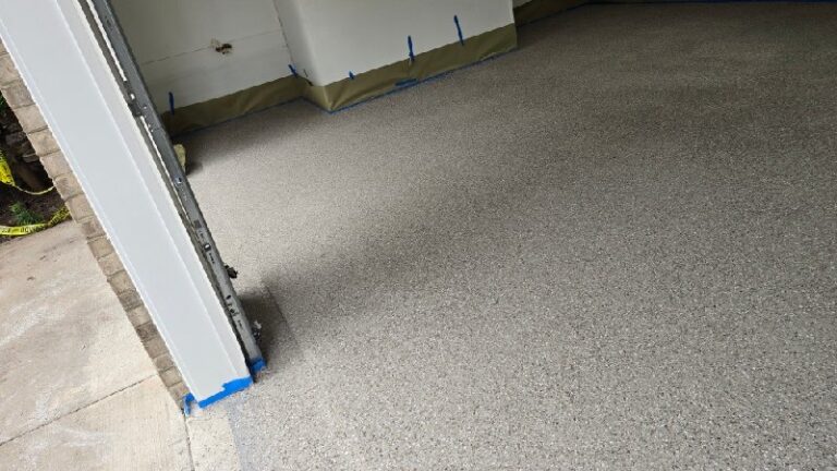 Epoxy-coated concrete garage floor, Rose Restoration project