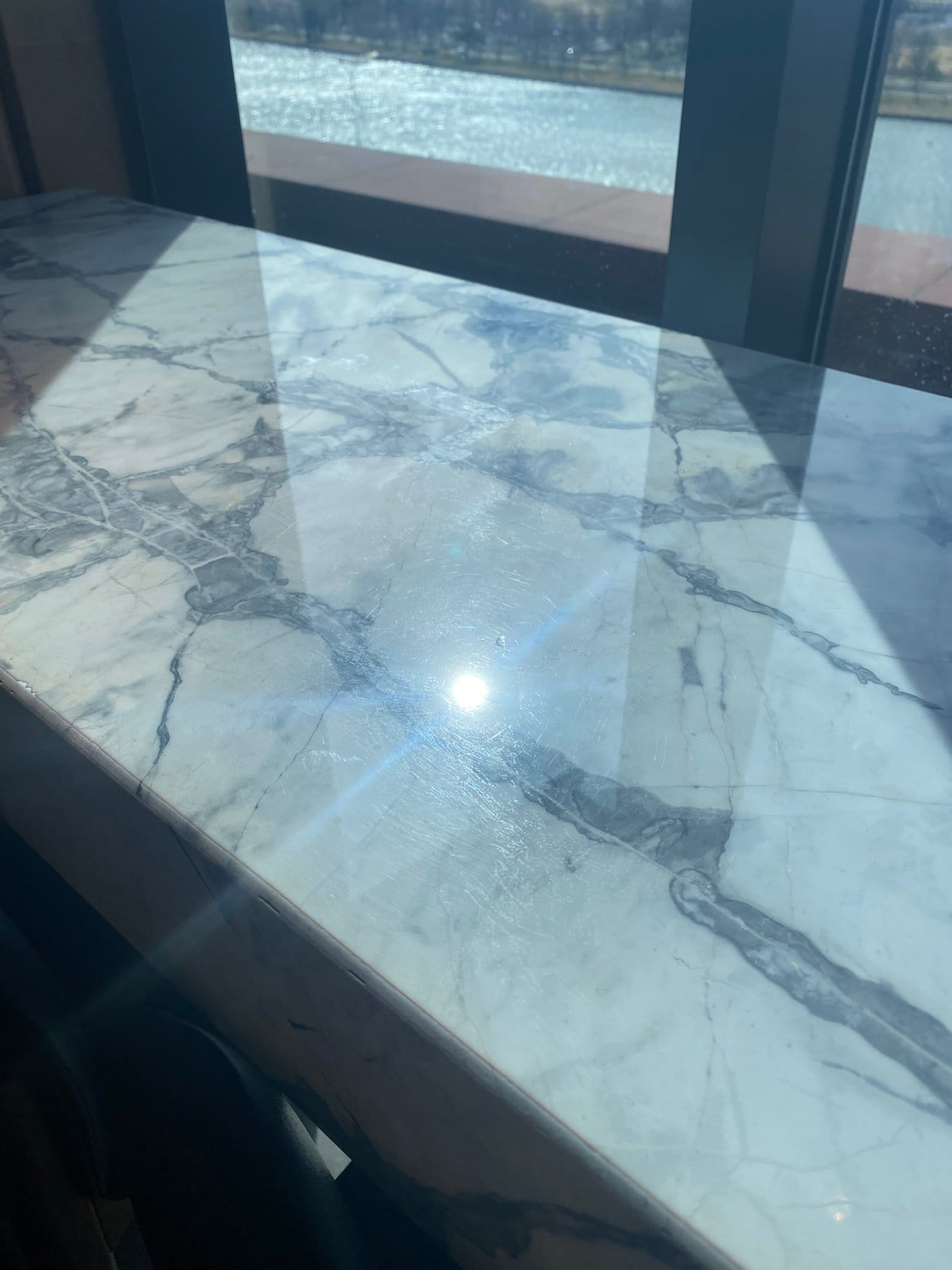 Glossy marble surface protected with Marble Armor