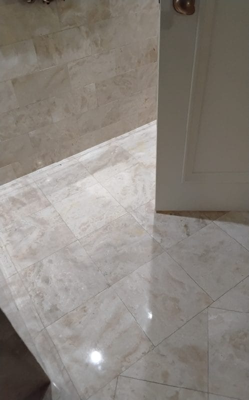 Polished marble bathroom floor in a Washington, DC home
