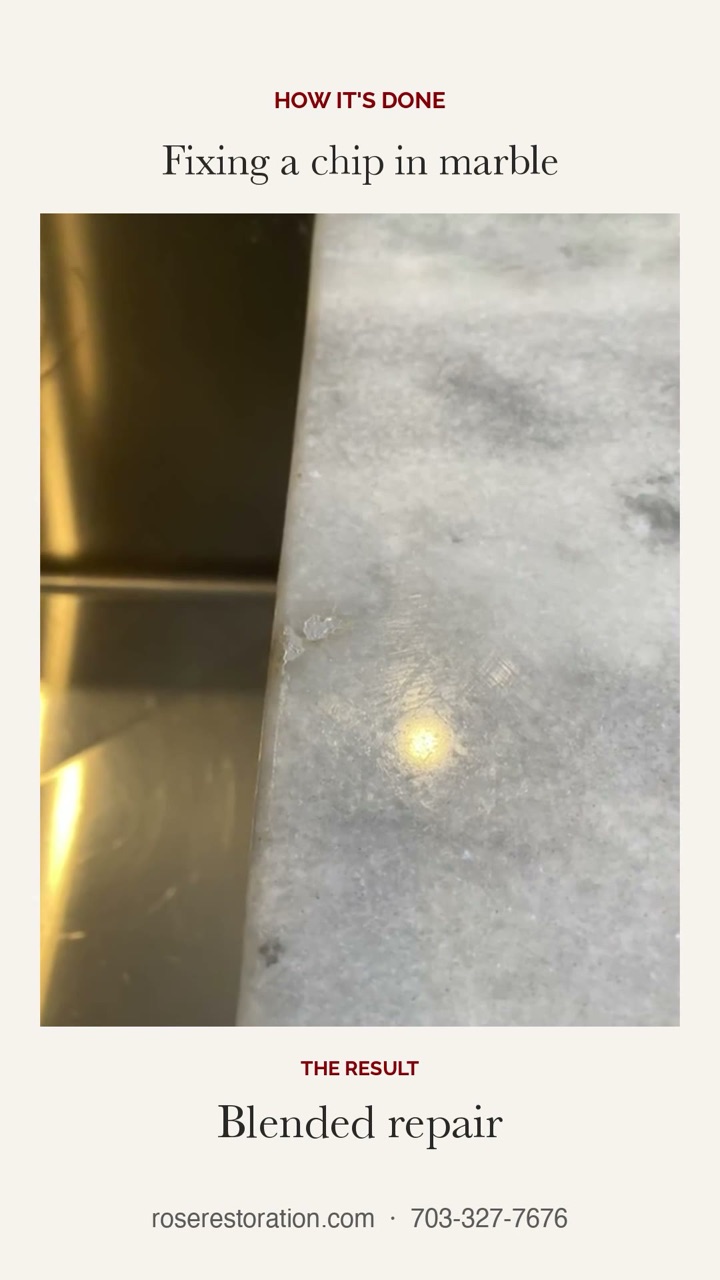 Marble Countertop Chip Repair at the Sink Edge
