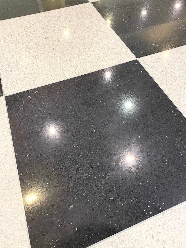 Polished black stone floor, Rose Restoration project
