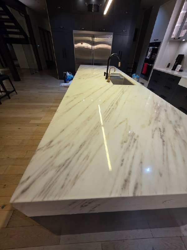 Polished marble countertop with sink, Rose Restoration project