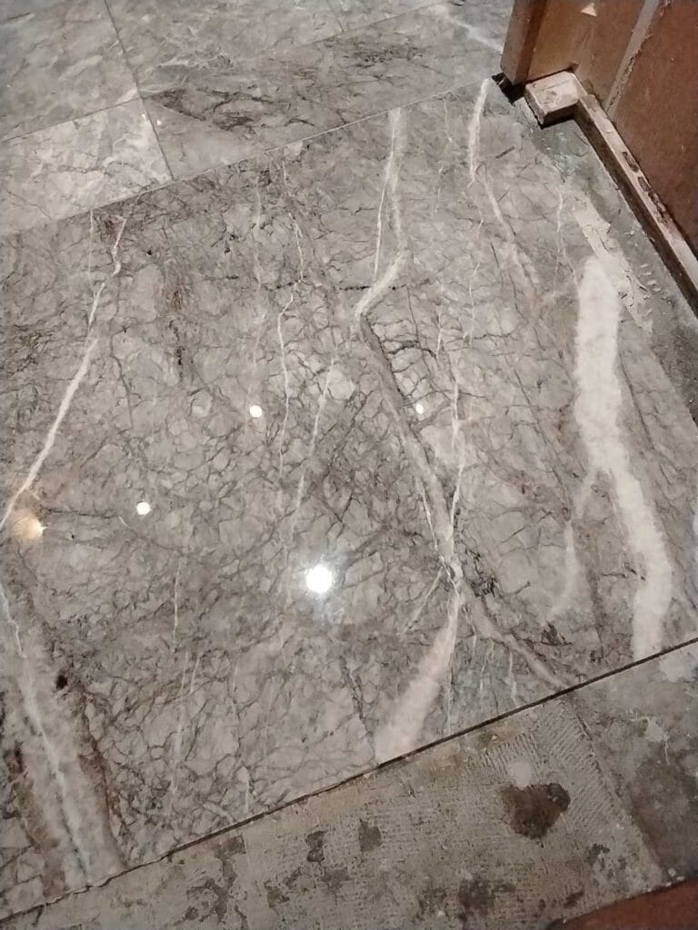Polished marble floor surface from a Rose hotel job in McLean, VA