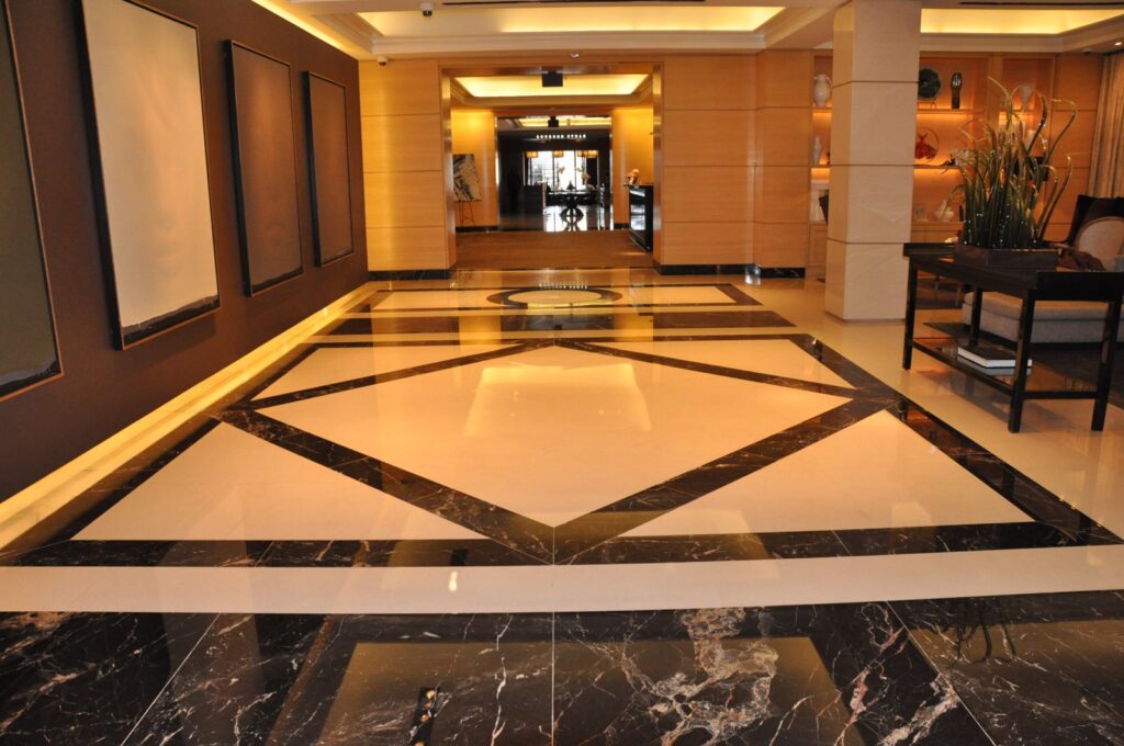 Polished marble hotel lobby floor, Rose job in Washington, DC, 2020