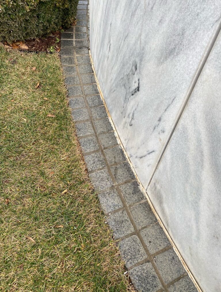 Polished marble mausoleum wall, Rose Restoration project