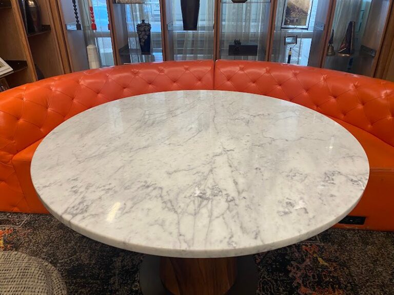 Polished marble table surface, Rose Restoration project