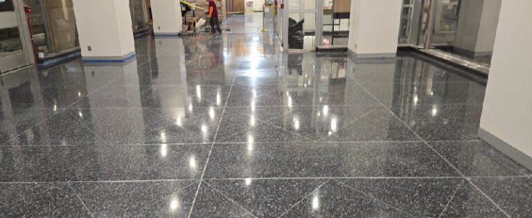 Polished terrazzo floor at a federal research campus, Rose Restoration project