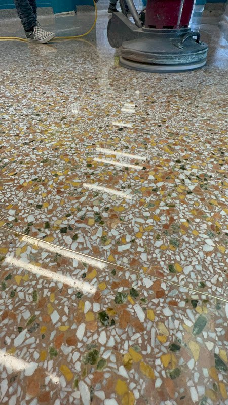 Polished terrazzo floor, Rose Restoration project