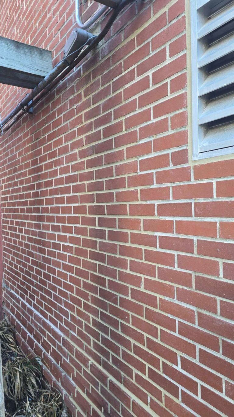 Red brick wall, historic facade in Washington, DC, Rose Restoration project
