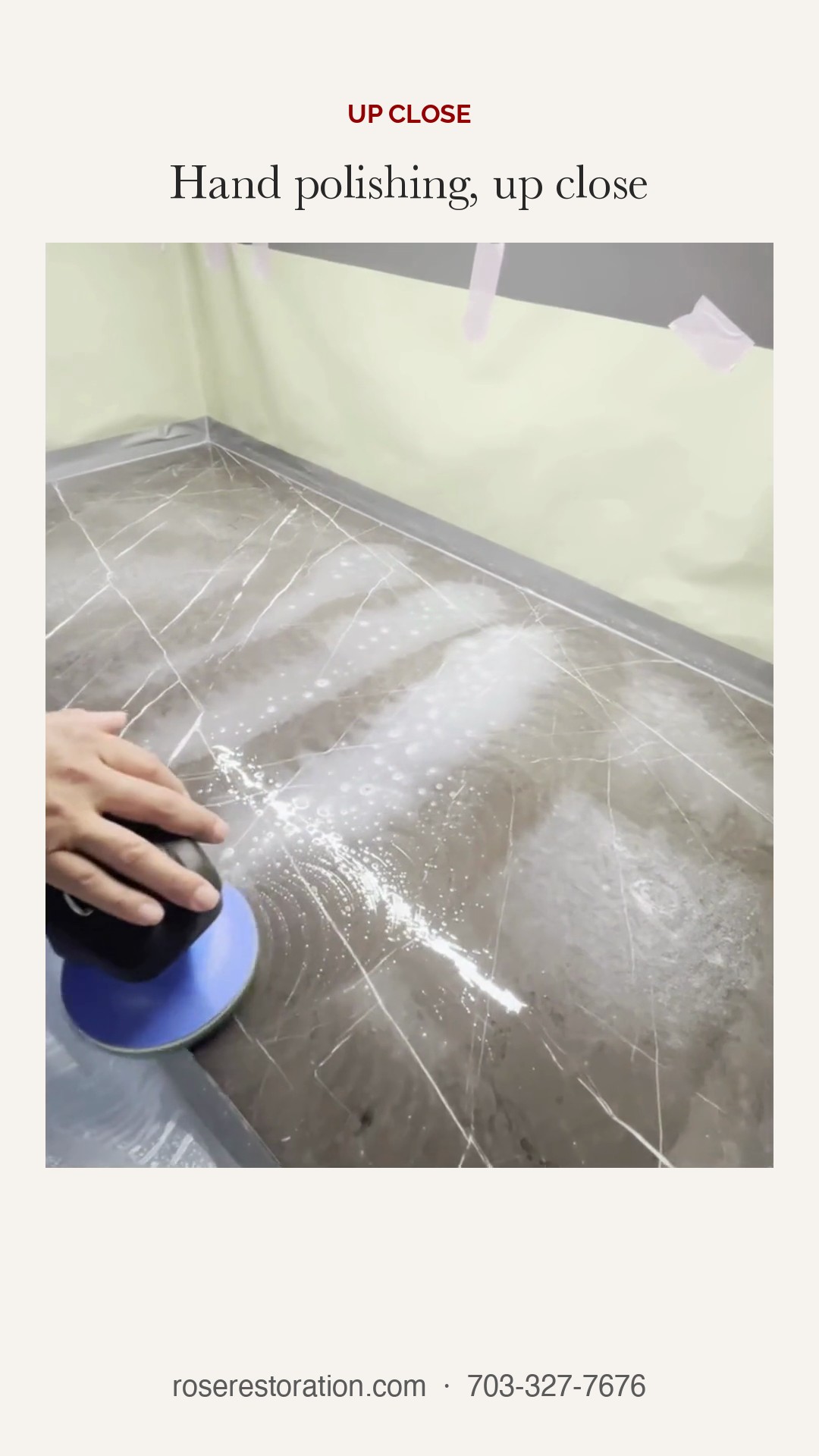Hand Polishing Stone Vanity Tops, Up Close