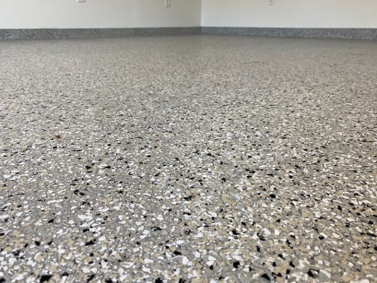 Speckled epoxy floor surface, Rose Restoration project