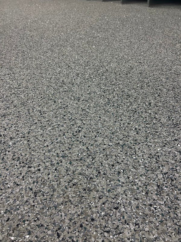 Speckled epoxy floor surface, Rose Restoration project