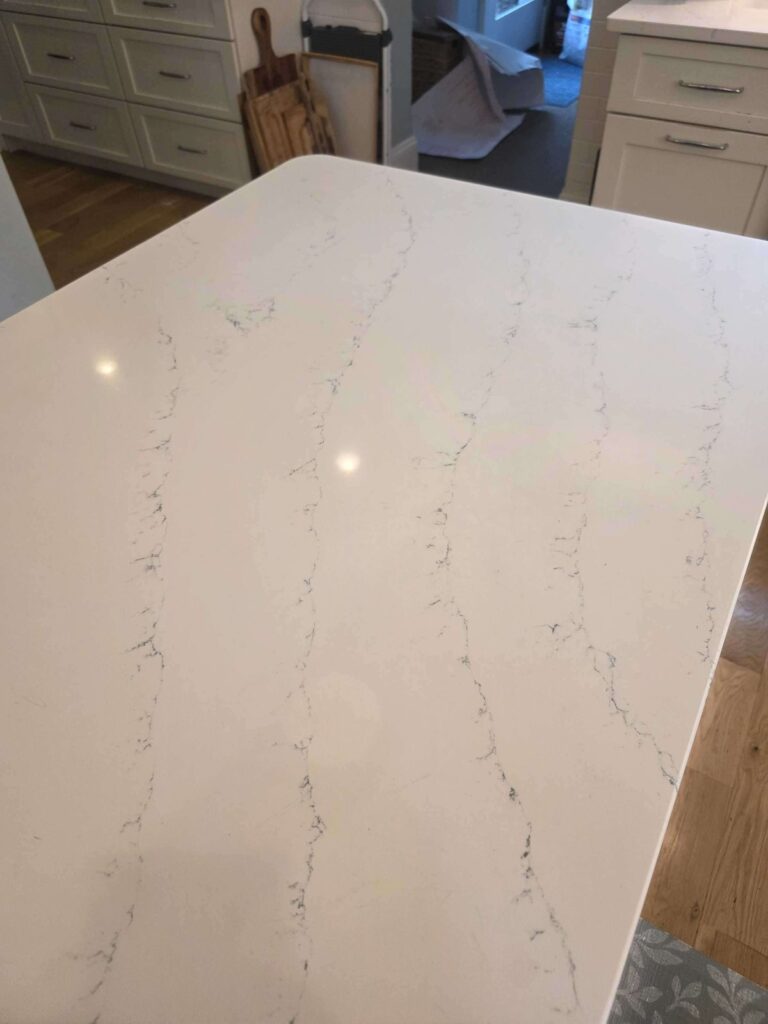 Stone countertop with veining, Rose Restoration project