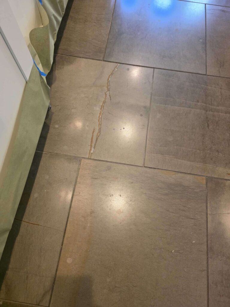 Stone floor with visible seam, Rose Restoration project