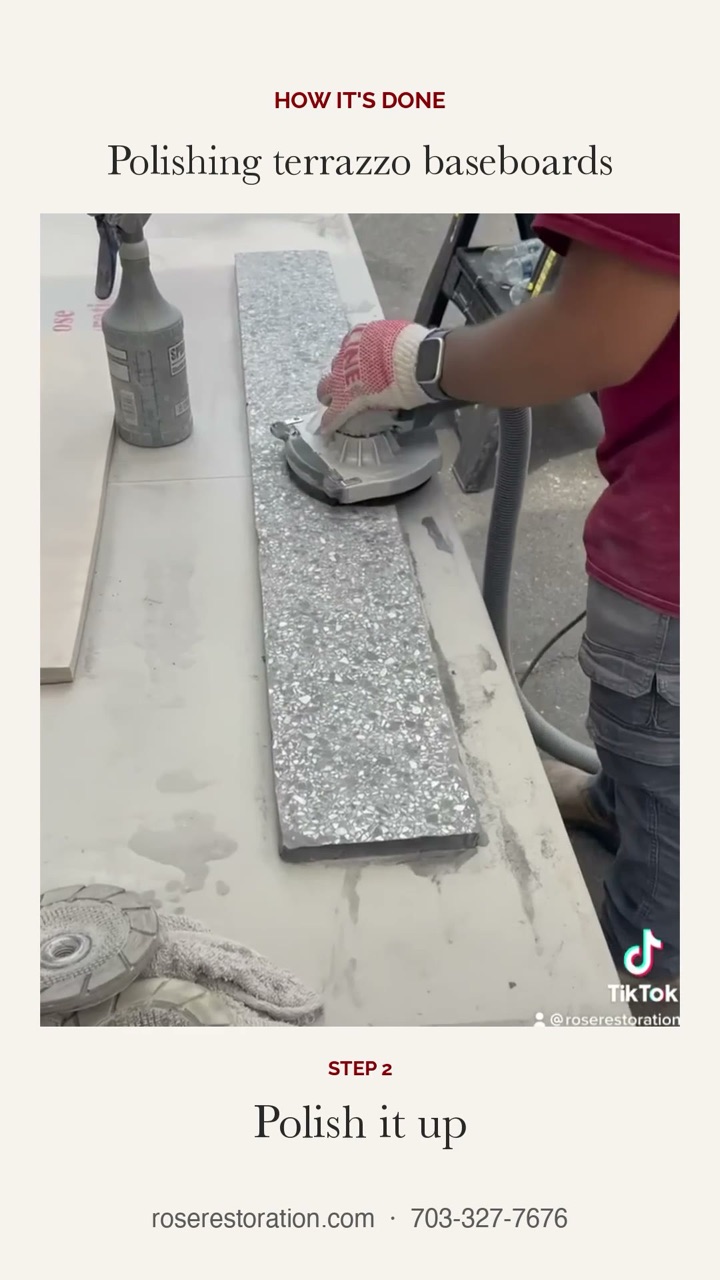 Terrazzo Baseboard Grinding and Polishing