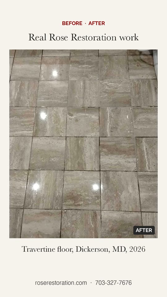 Travertine Floor Before and After, Dickerson, MD
