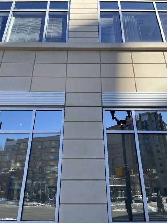 Masonry work at a commercial building in Arlington, VA, work by Rose Restoration