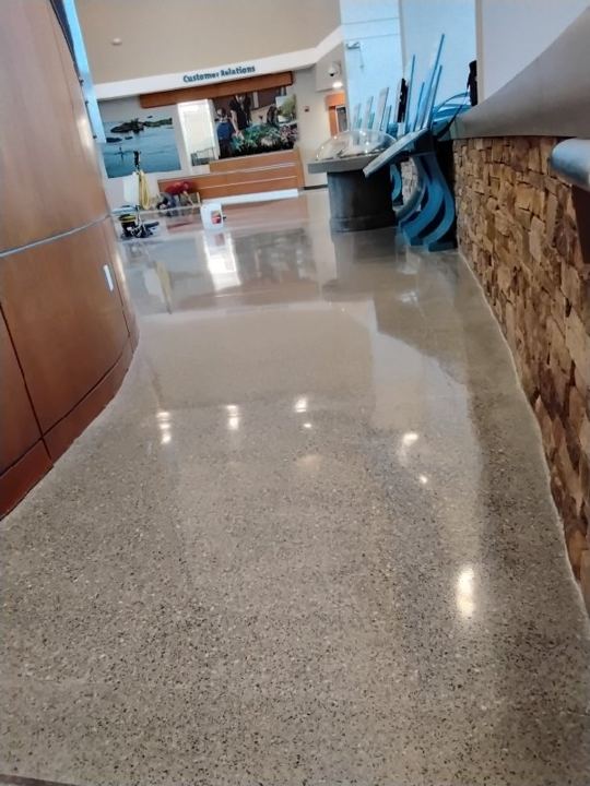 Terrazzo work at a commercial building in Ashburn, VA, work by Rose Restoration