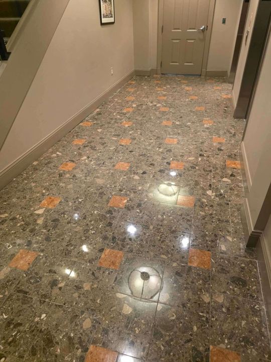 Stone and concrete maintenance at a commercial building in North Bethesda, MD, work by Rose Restoration