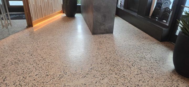 Terrazzo and stone maintenance at a healthcare facility in Washington, DC, work by Rose Restoration