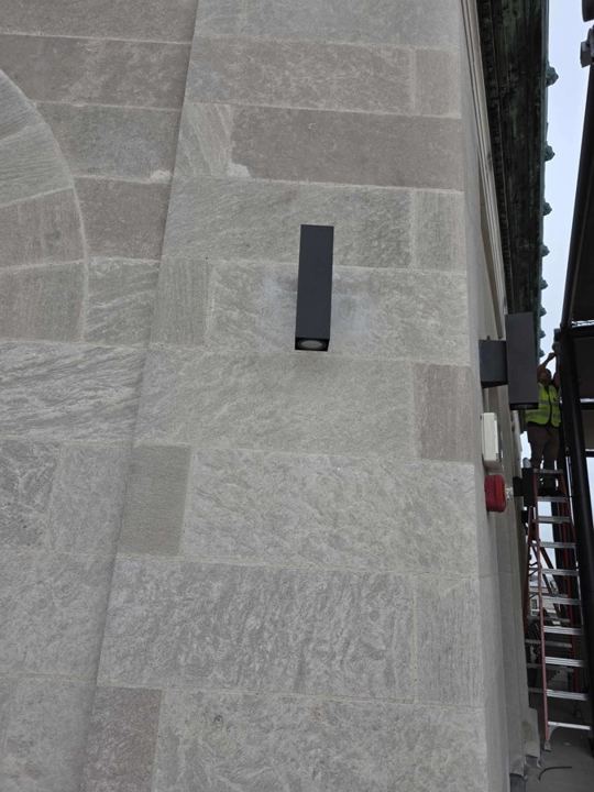 Stone work at a commercial building in Washington, DC, work by Rose Restoration